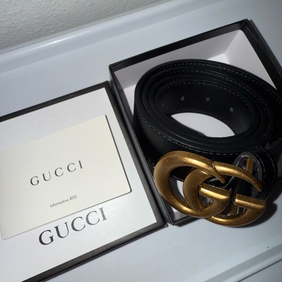 Gucci Black and Gold Belt - Picture 1 of 5